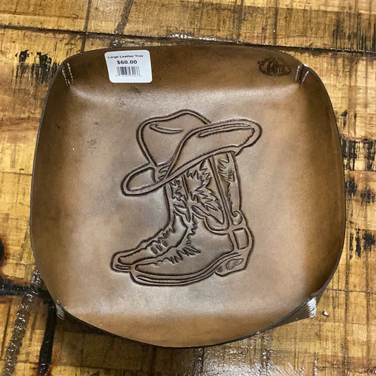 Large Leather Tray- Boots and Hat